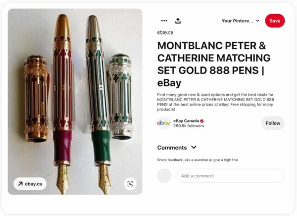 example of a rich pin on Pinterest