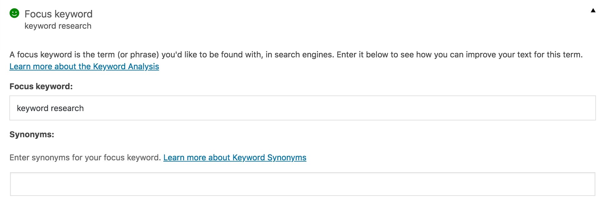 focus keyword collapsible meta box