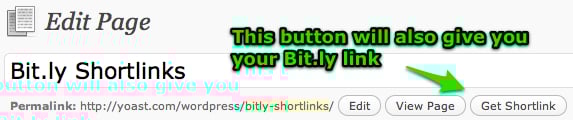 Bit.ly WordPress Plugin Get Shortlink button Get Shortlink button