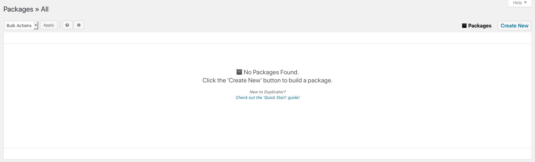 Duplicator package screen