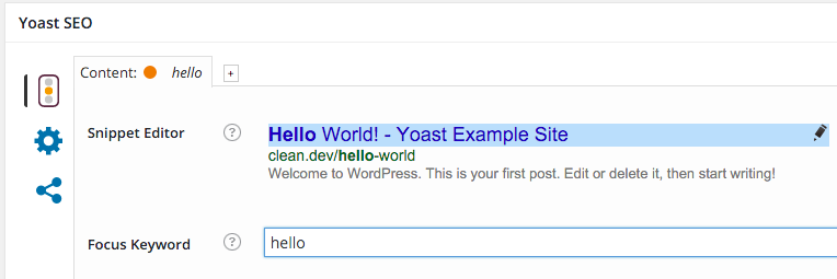 Screenshot of the new snippet editor